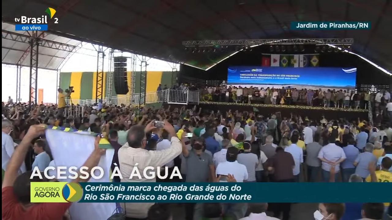 VÍDEO: Águas do São Francisco chegam ao RN; assista a cerimônia com Bolsonaro