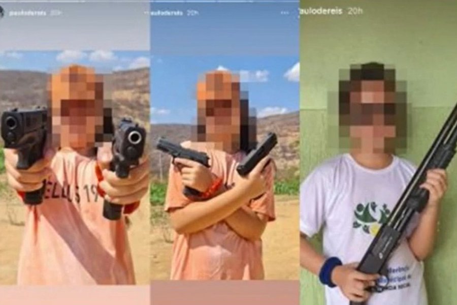 Prefeito de cidade na Bahia publica fotos da filha com armas de fogo em sua rede social