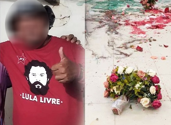 Militante do PT entra em igreja evangélica no Ceará e quebra tudo: “fora Bozo”; veja imagens