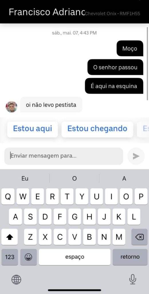 "Não levo petista": Motorista por aplicativo recusa corrida e relato da passageira viraliza nas redes