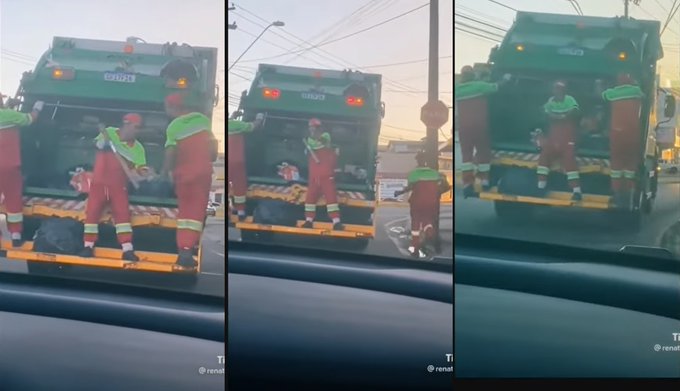 VÍDEO: Coletor de lixo é demitido após brincadeira de fazer escolta armada de caminhão durante trabalho viralizar