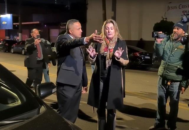 VÍDEO: Do lado de fora do casamento de Lula, opositores discutem com seguranças e mulher é atingida por spray de...