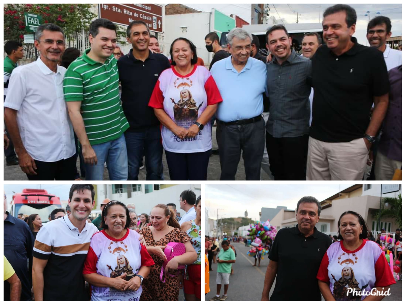 Em Santa Cruz, Fátima encontra família Alves e posa para fotos com dois pré-candidatos ao Senado