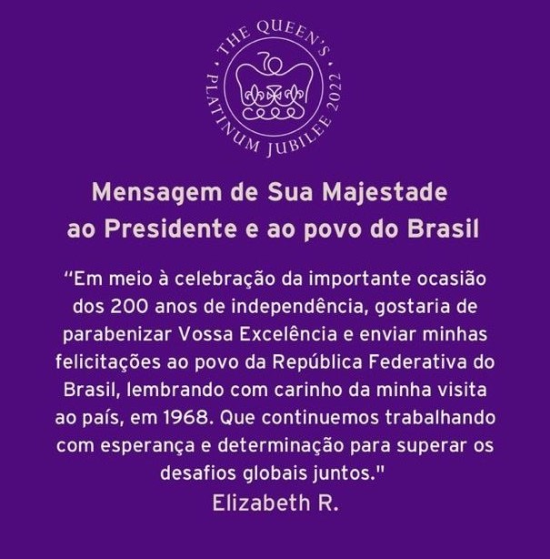 Última mensagem oficial da Rainha Elizabeth II foi para Bolsonaro e aos brasileiros