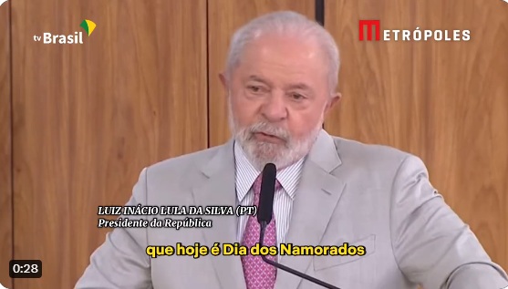 VÍDEO: “Fiquei de criar o Ministério dos Namorados, não criei”, diz Lula
