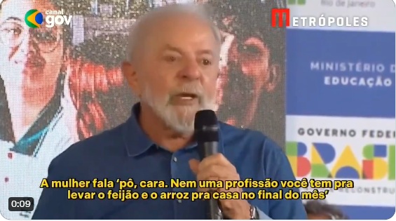 VÍDEO: Lula diz que “nenhuma mulher quer namorar um ajudante geral"; ASSISTA
